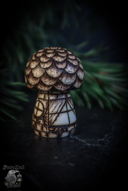 Woodburned Mushroom Figurines