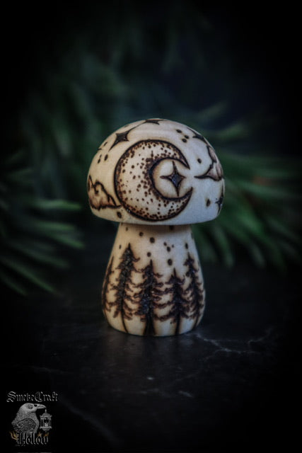 Enchanted forest moon mushroom figurine decor