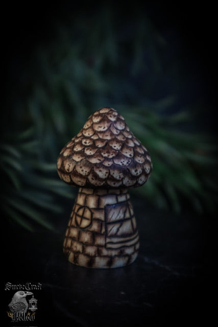 Woodburned Mushroom Figurines