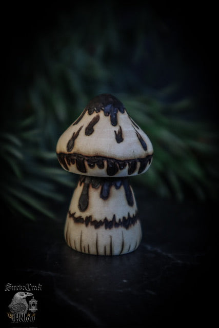Woodburned Mushroom Figurines