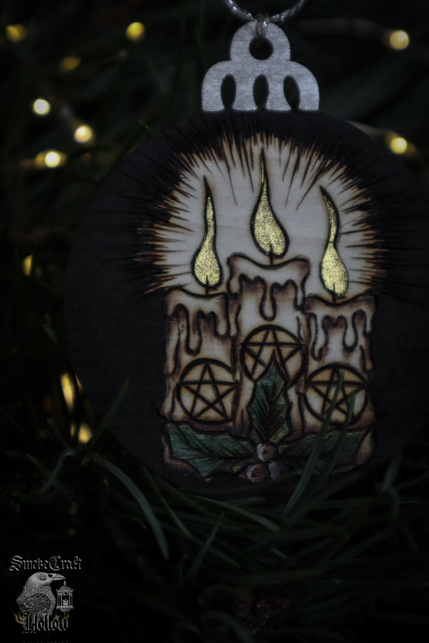 Yule Pentagram Candles Ornament Bauble