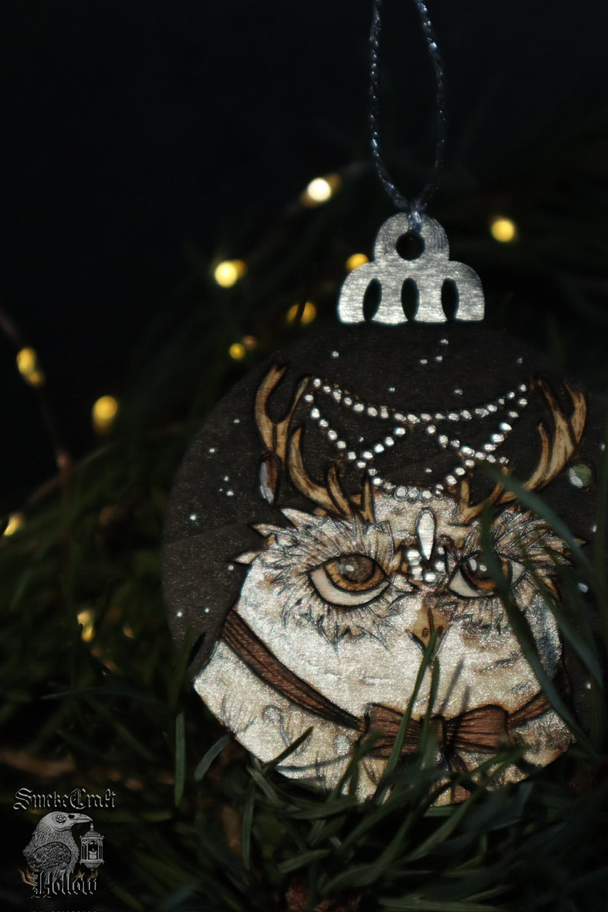 Snowy Owl Whimsical Ornament Bauble