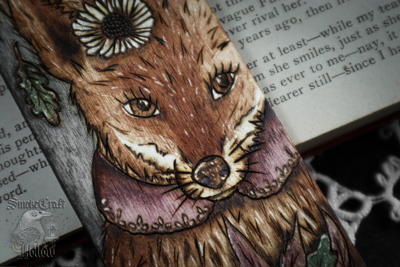 Autumn Fox Woodburned Bookmark