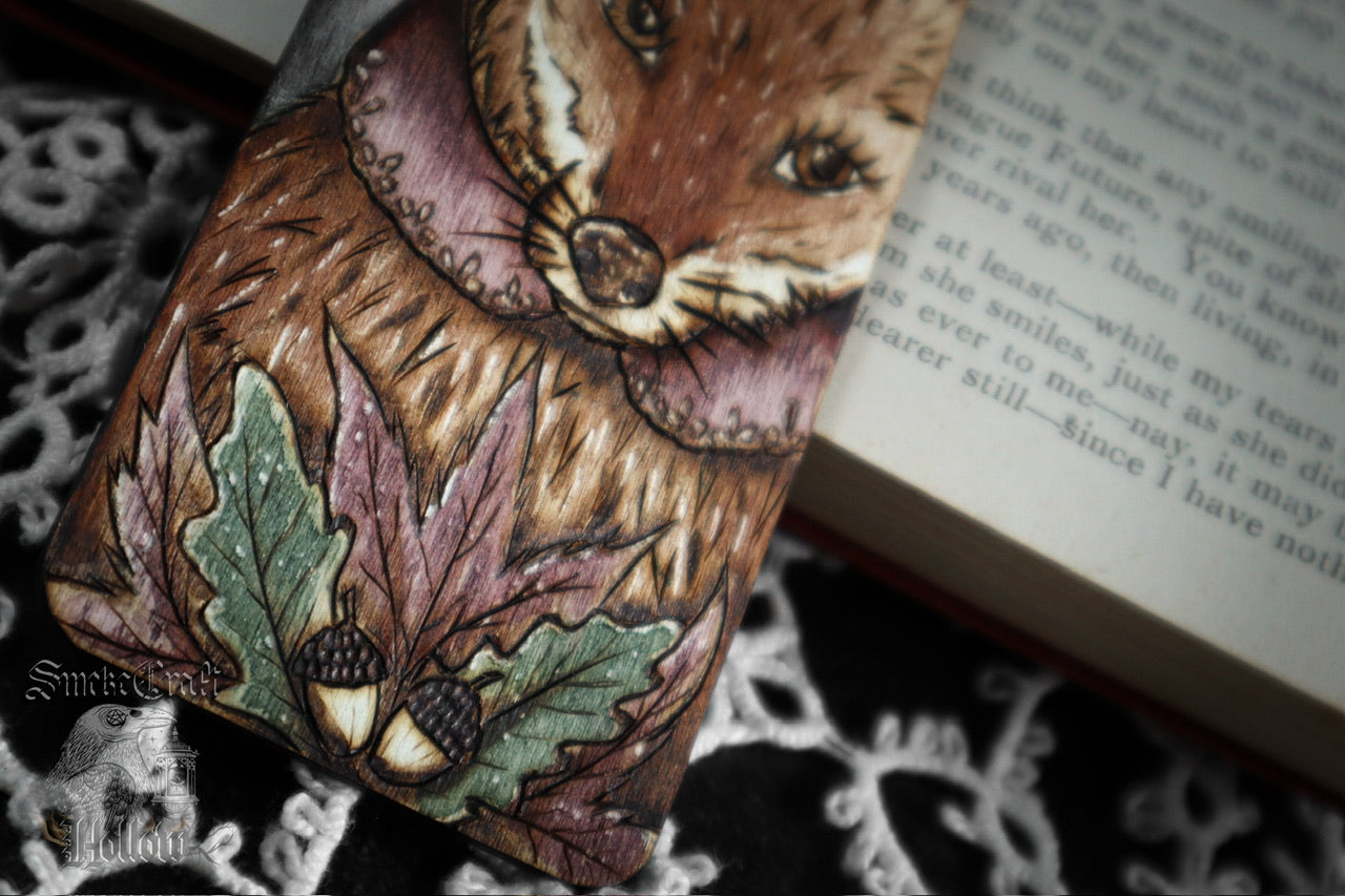 Autumn Fox Woodburned Bookmark