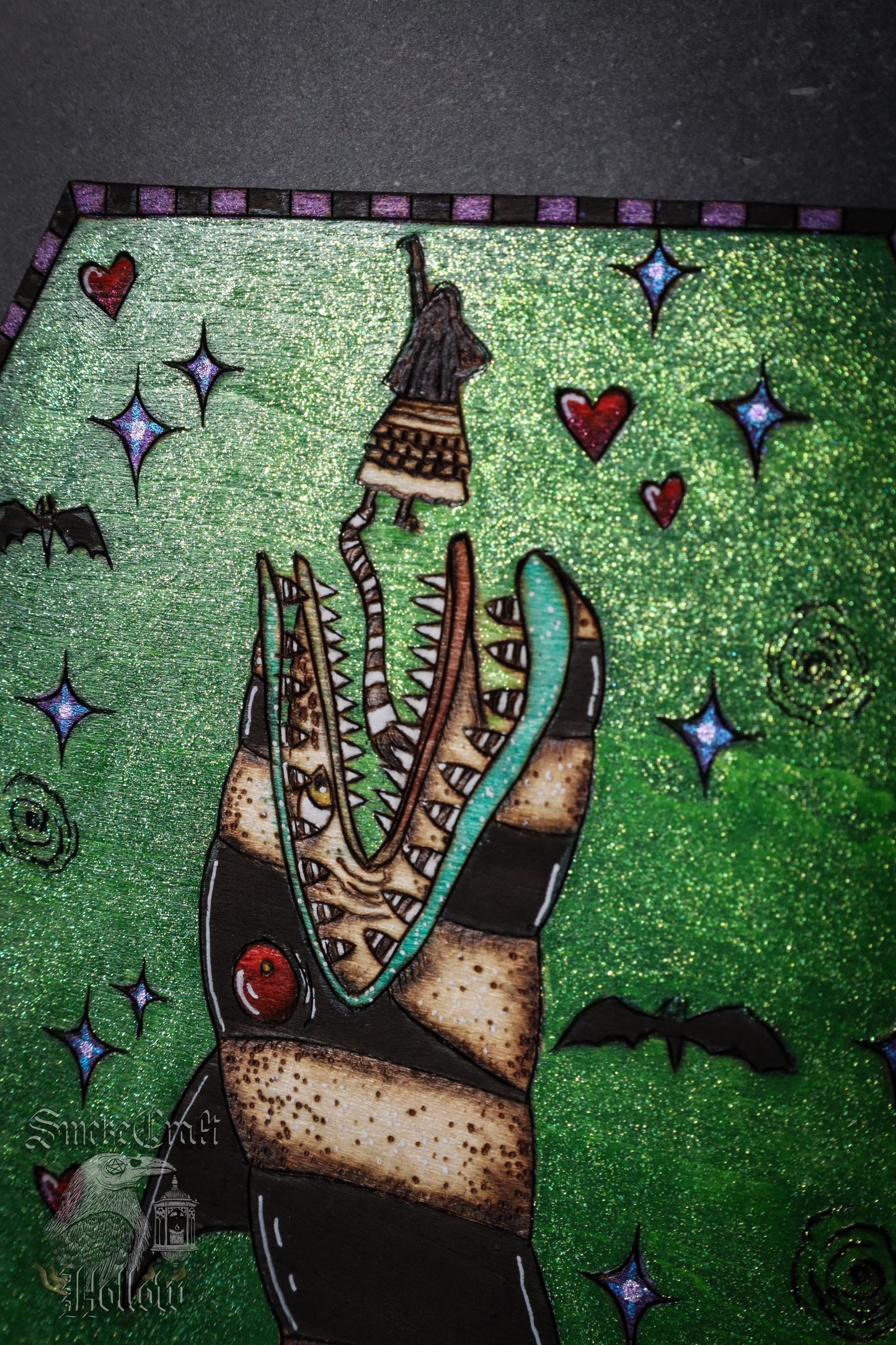 Beetlejuice Inspired Coffin Woodburned Art
