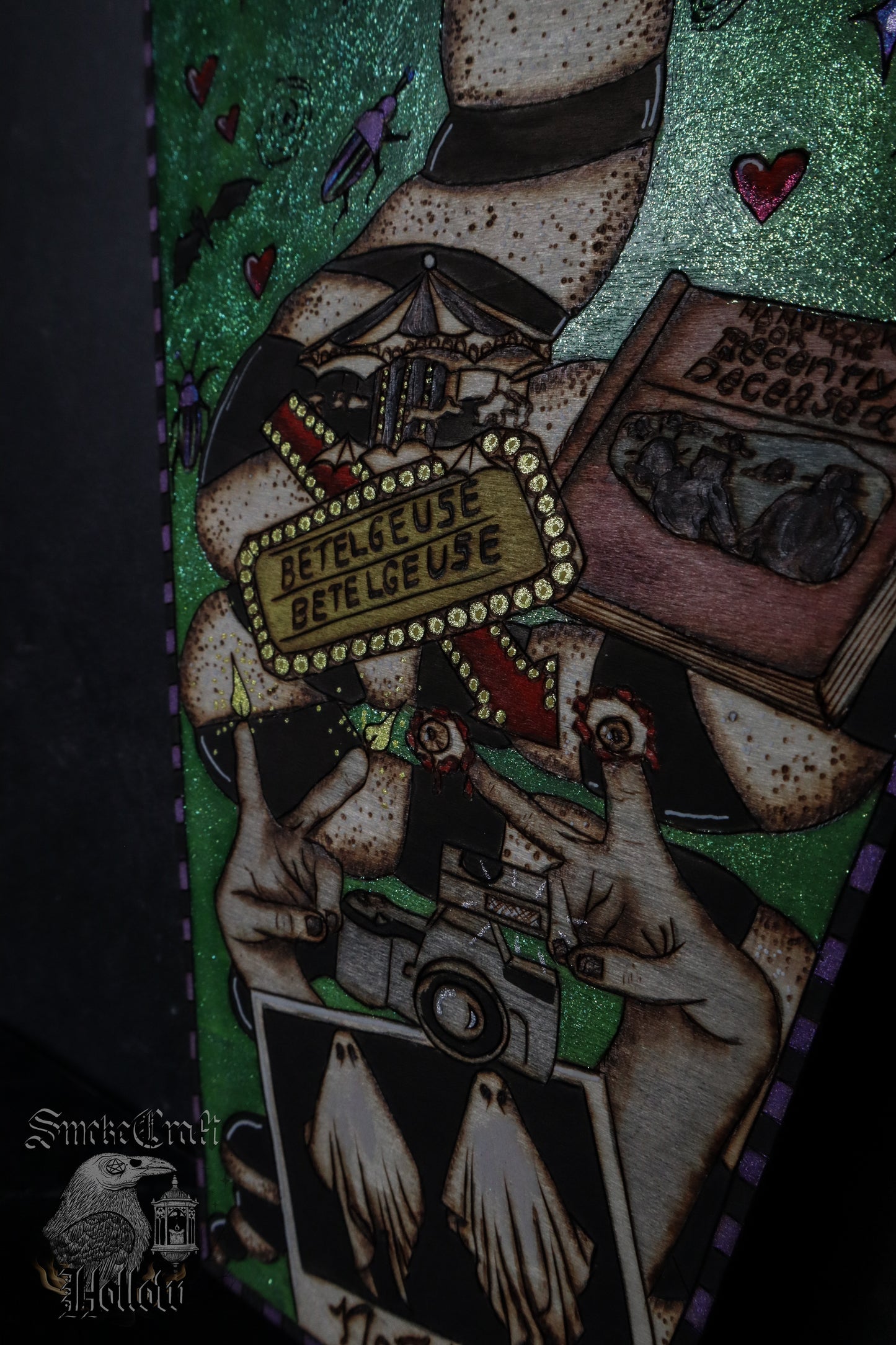 Beetlejuice Inspired Coffin Woodburned Art