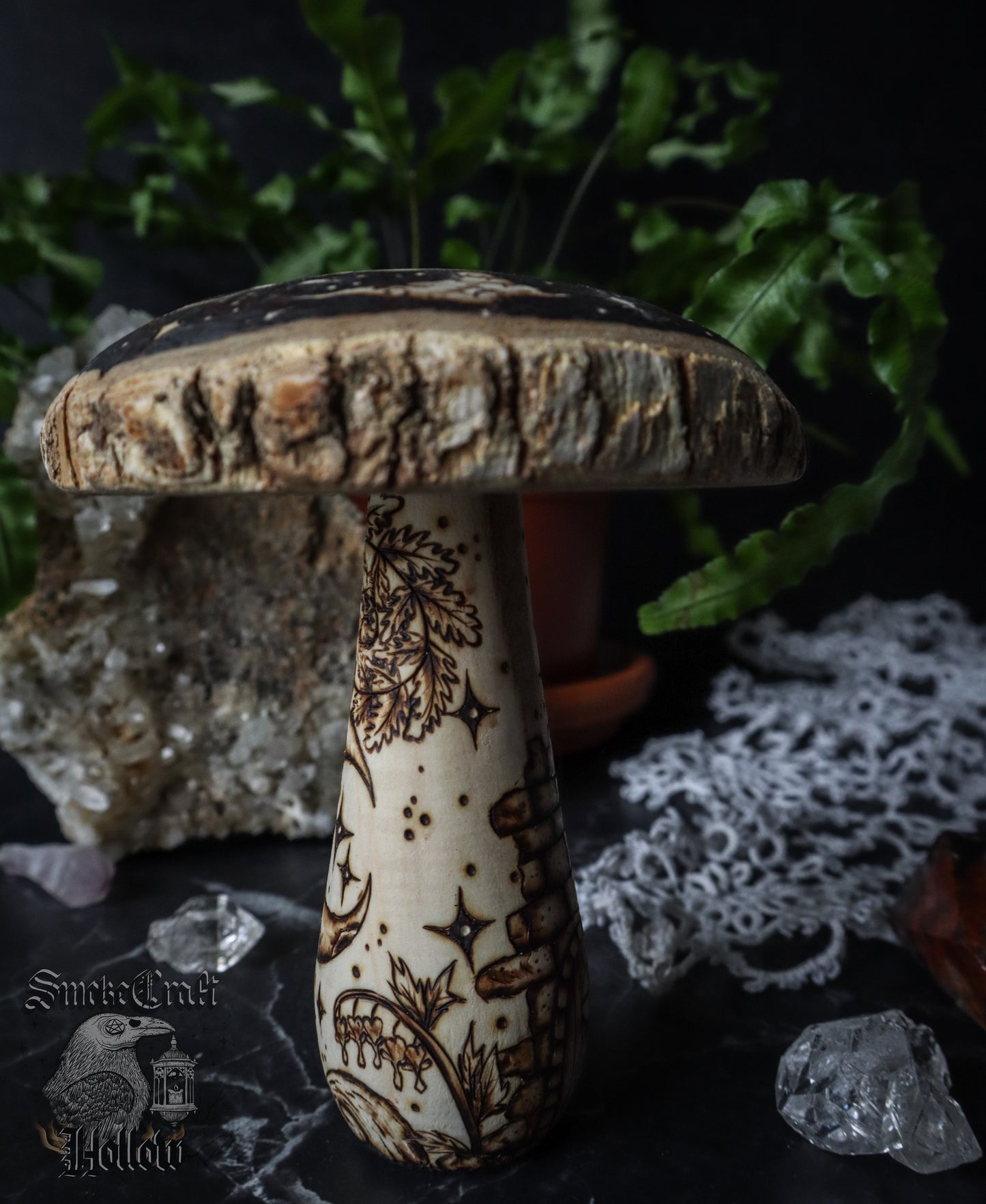 Woodland Fairy Vibes Woodburned Mushroom Figurine