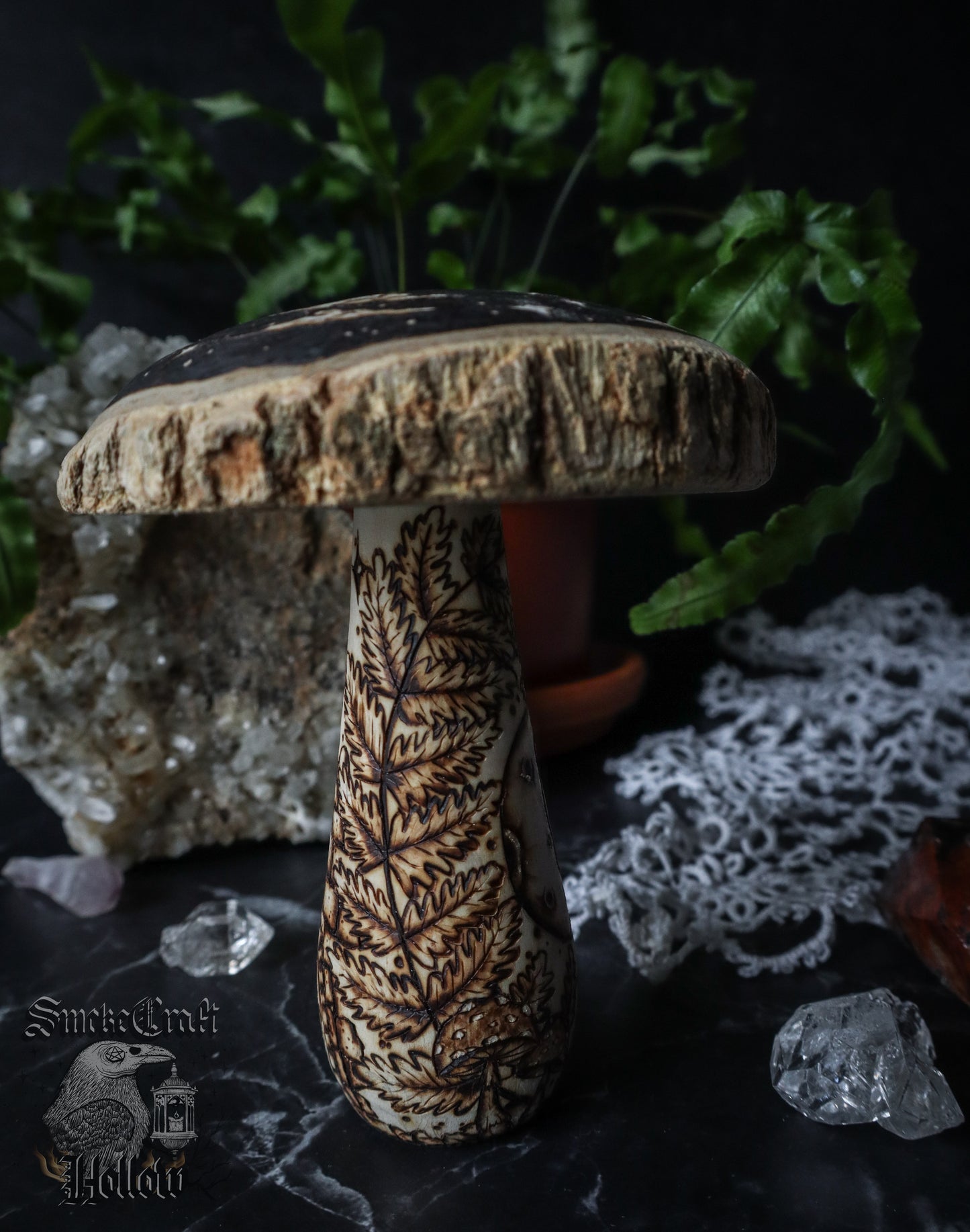 Woodland Fairy Vibes Woodburned Mushroom Figurine