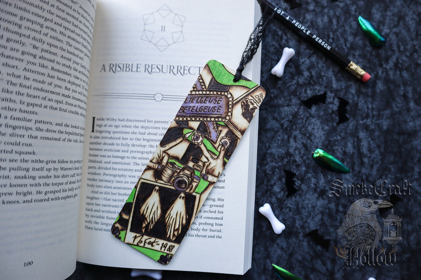 Woodburned Bookmark | Beetle Juice inspired