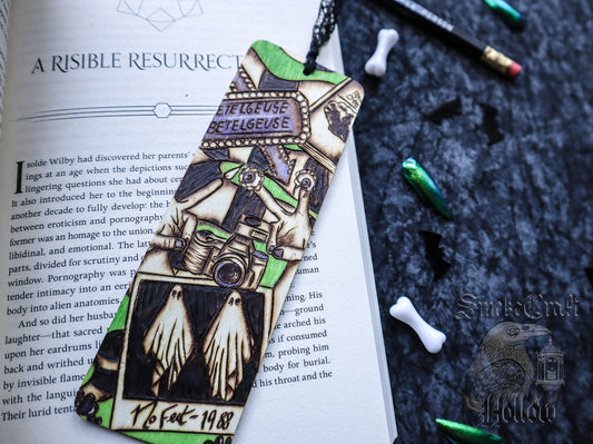 Beetle juice wooden bookmark gift for lydia deetz and tim burton fans for halloween spooky season